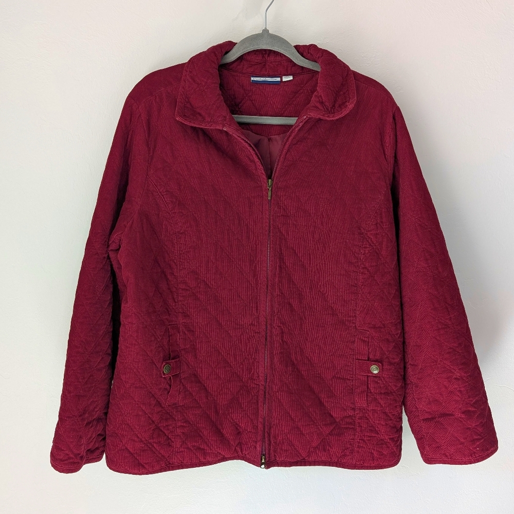 CROFT & BORROW Maroon Burgundy Quilted Comfy Jacket Size XL
